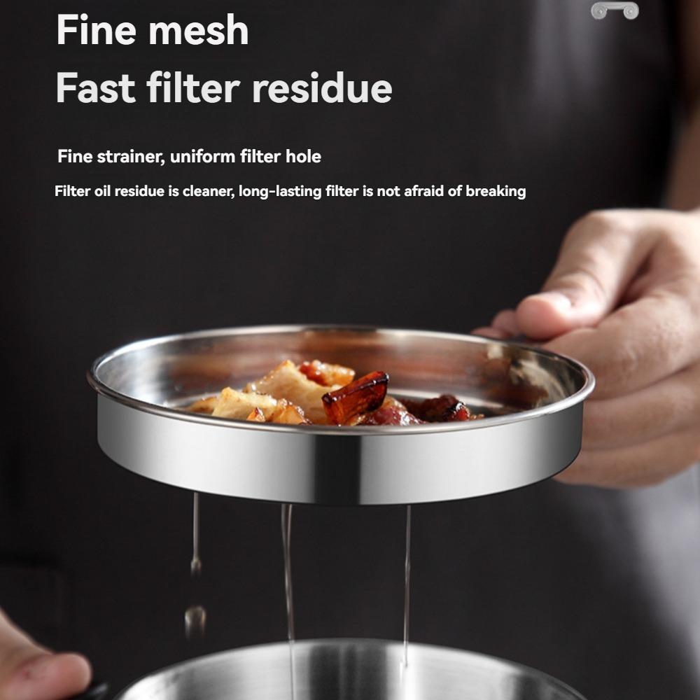 1pc Stainless Steel Oil Filter Cup, Stainless Steel with Filter Screen, Soup Oil Separator, Filter Residue Return Oil Cup Food