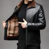 New Style Leather Jacket for Men with Velvet and Thickening for Middle-aged and Elderly Men with Fur Integrated Winter Daddy Lapel Warm Leather Jacket