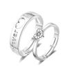Classic Couple Ring Heart Shaped Zirconium Pair Ring Small Design Wedding Opening Ring for Men and Women