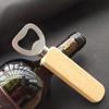 Stainless Steel Bottle Opener with Wooden Handle Durable Heavy Duty Manual Bottle Cap Opener for Home Bar Kitchen Use