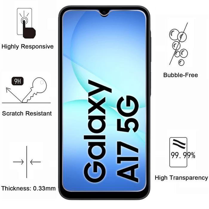 Verre Trempé - PHONILLICO - Samsung Galaxy A17 5G - Pack 2 - Résistant aux rayures - Transparent