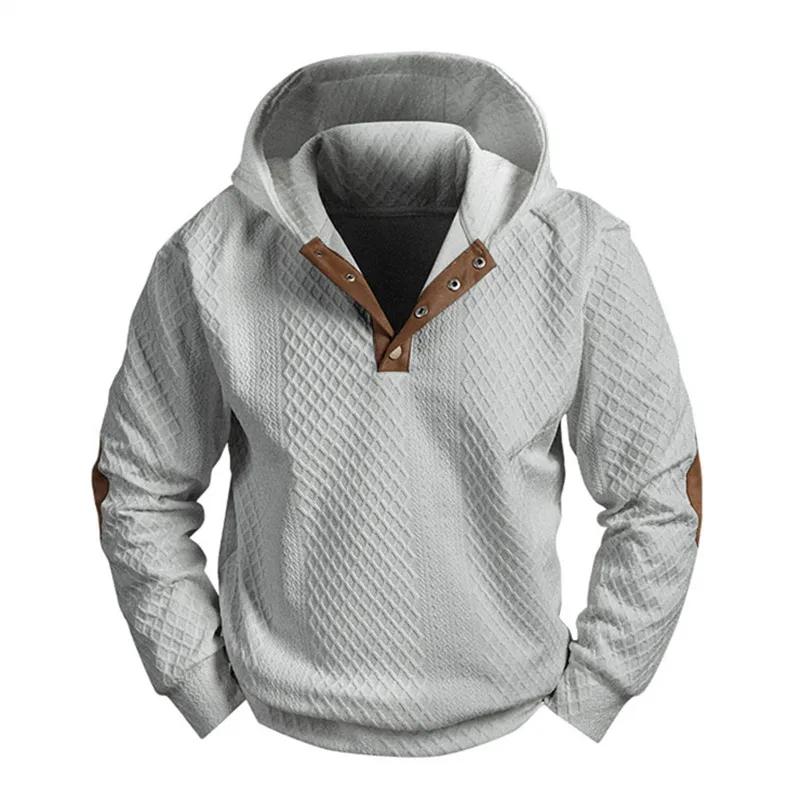 Autumn Winter Heavyweight Hoodie Men Vintage Hooded Hoodies Loose Pull On Loose Sweatshirt Male Knit Streetwear Hooded Pullovers