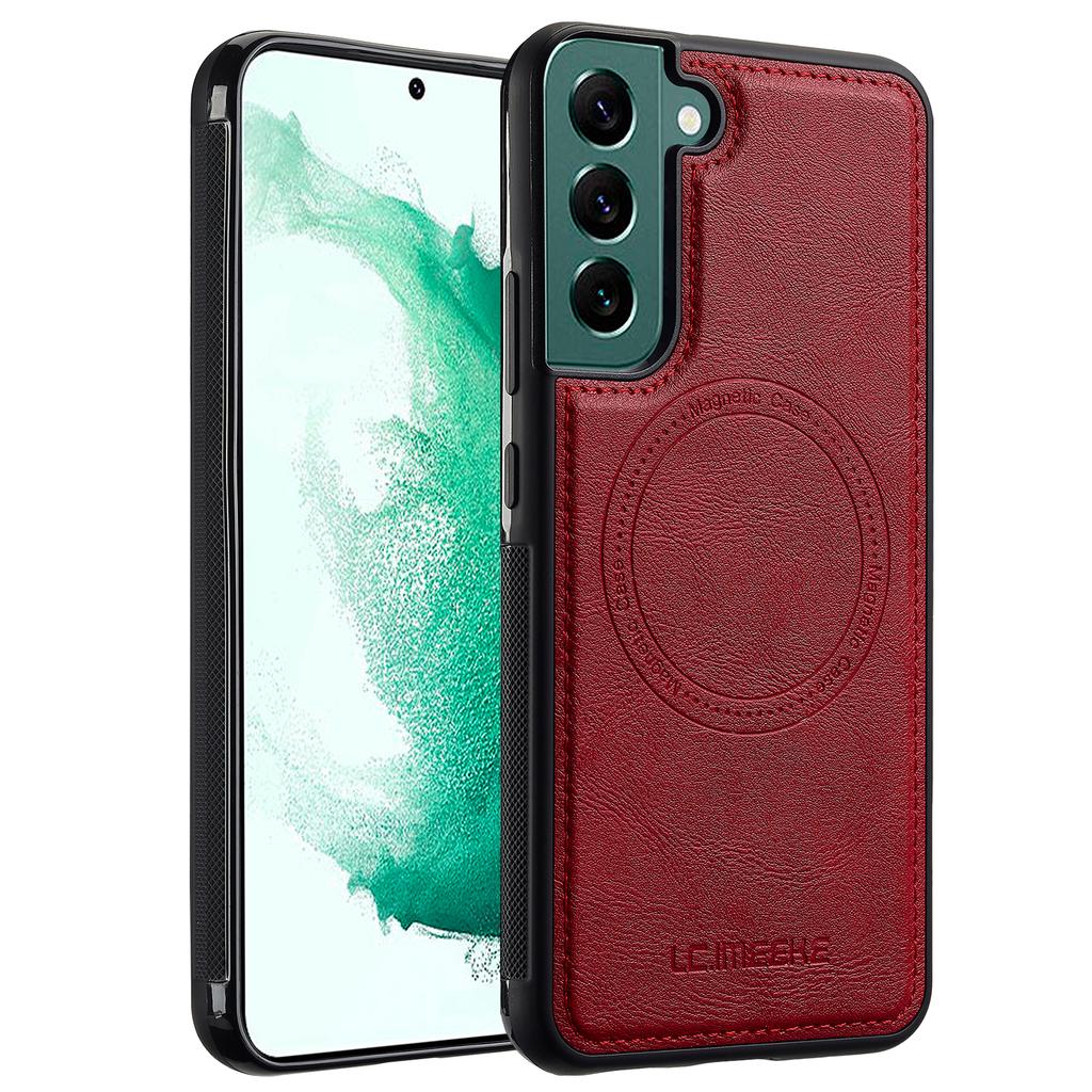 LC.IMEEKE For Samsung Galaxy S21 FE 5G Magnetic Case Leather TPU Back Cover
