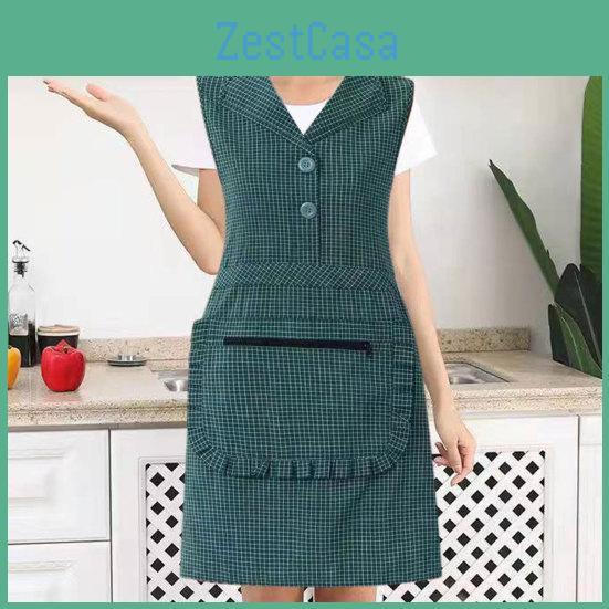 Stainproof Practical Oilproof Up Lace Design 5 Button Apron Waistcoat Cooking Workwear Daily Use