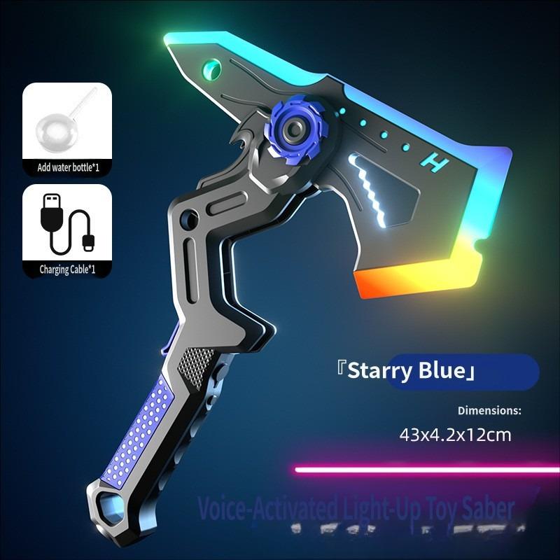 Cool Double Blade Tomahawk Sword Children'S Toy Boy Luminous Double Knife Flow Spray 2-In -1 Sound And Light Axe Laser Sword