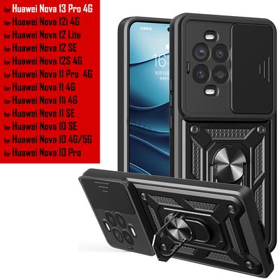 Capa Slide Lens Armor para Huawei Nova 13 Pro 4G Capa Anel Magnético para Huawei Nova 12 Lite 10 11 Pro SE 11i 12i 12SCapa