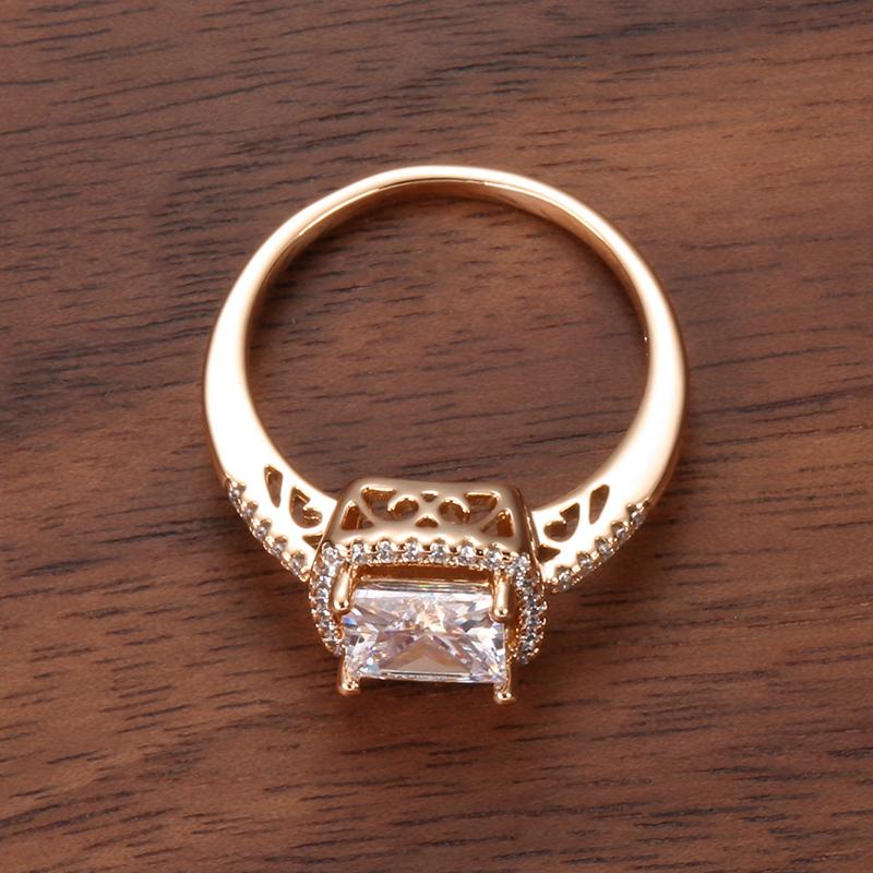 New Square Natural Zircon Ring Bride Wedding Fashion Jewelry  Rose Gold Color Rings For Women Crystal Gift