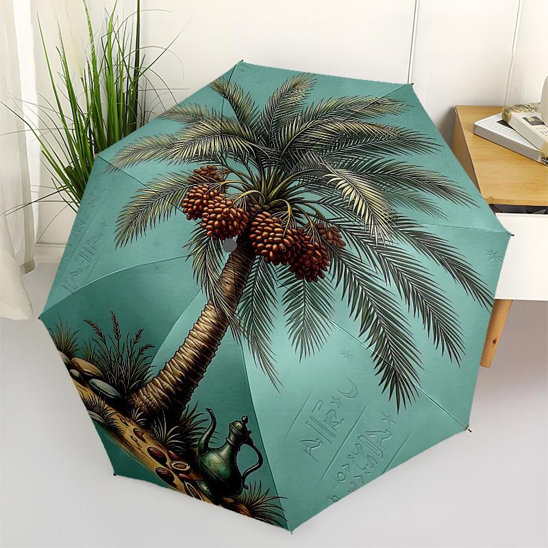 1PC Palm Tree Date Fruits Umbrella-8-Rib Reinforced, Automatic Open, Lightweight & Durable, Fashion Accessory for Outdoor, Beach L0377