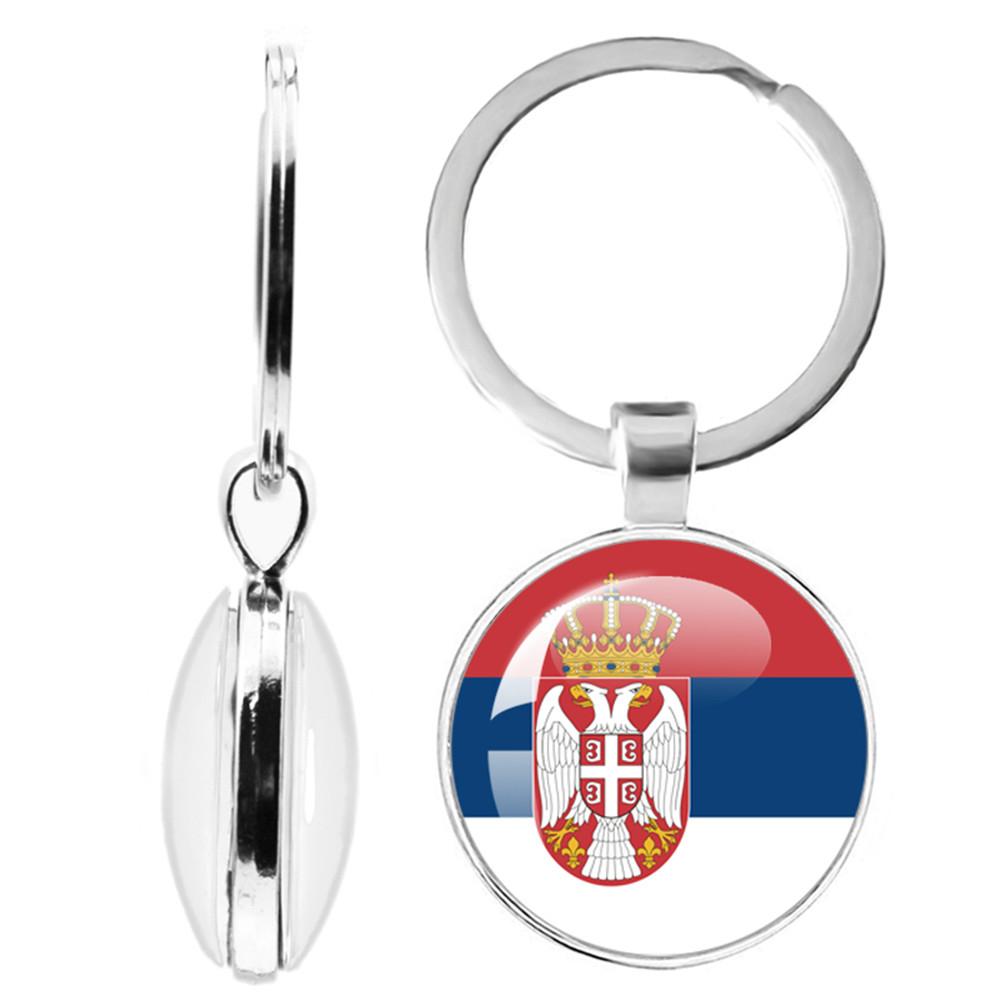 National Flag Double-Sided Keychain Korea, Serbia, Russia, Slovenia, Argentina, The United States,Turkey, Spain,Dominica Keyring