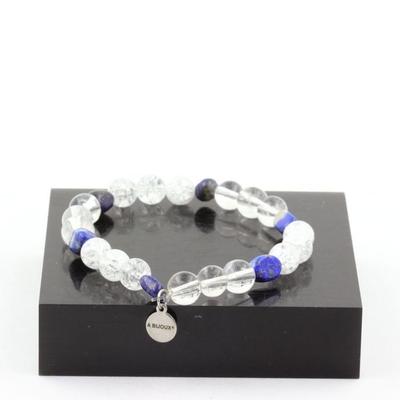 Stones and Minerals. Lapis Lazuli Bracelet from Pakistan + Cracked Quartz Beads from Brazil + Made In France.