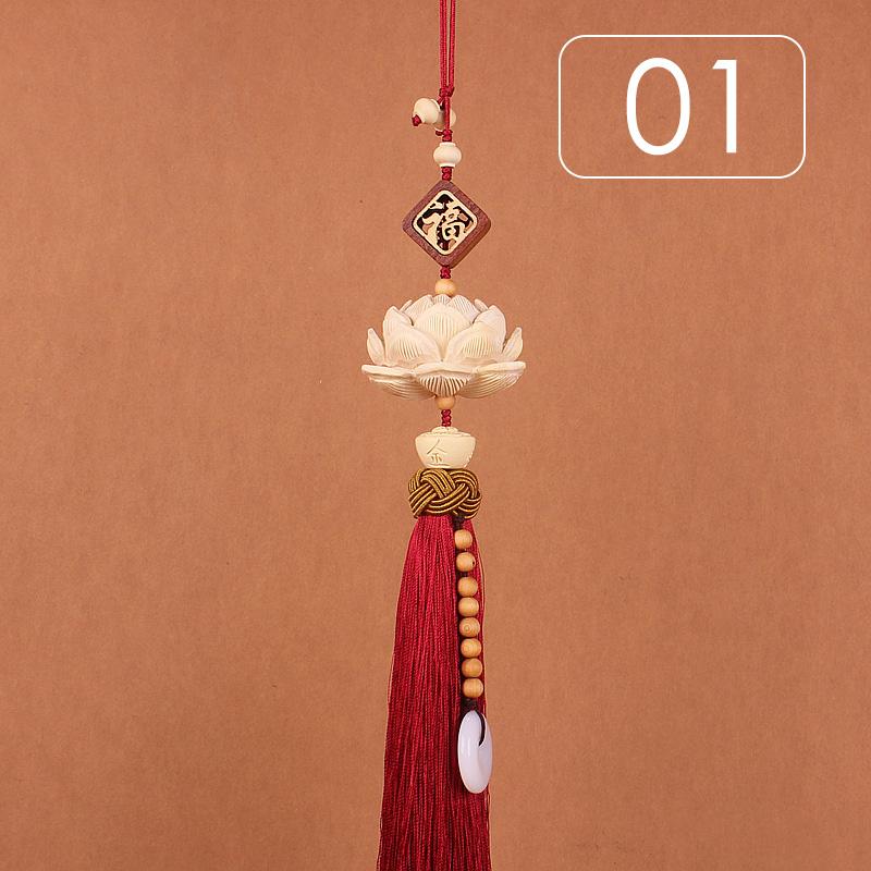 

Новый деревянный лотос подвеска для автомобиля украшение счастливый драгоценный камень зеркало заднего вида безопасность подвеска безопасное вождение аксессуары для салона автомобиля