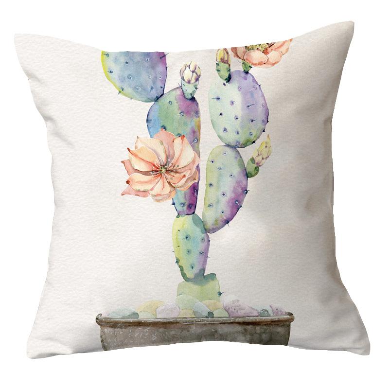 Office Chair Cushion Home Pillow Case Ins Plush Printed Pillow Case Green Plant Nordic Style Pillow