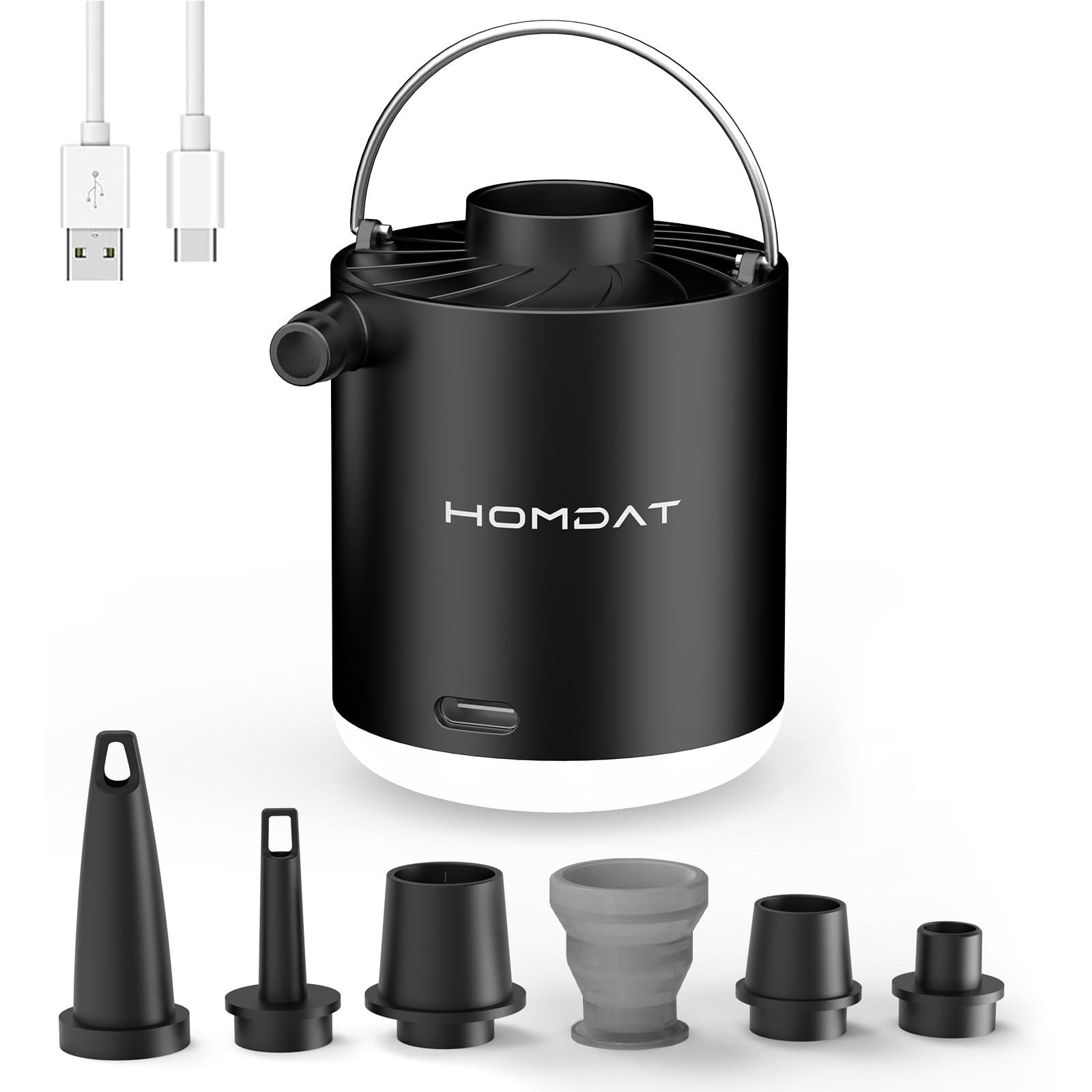 

Homdat Electric Air 1600 мАч Портативный воздушный насос USB Перезаряжаемый Быстрая зарядка Самый легкий насос с подсветкой Портативный воздушный насос Сдуть Бассейн Буй Поплавок чёрный