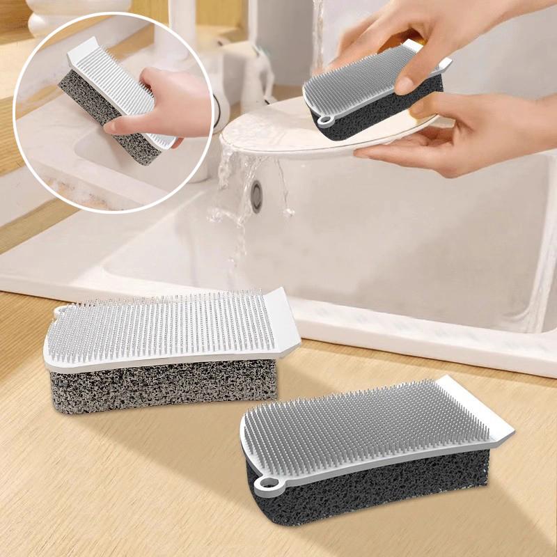 Three-in-one Silicone Sponge Wipes Double-sided Reusable Multi-functional Cleaning Brush Kitchen Sponge Wipes Cleaning Tool