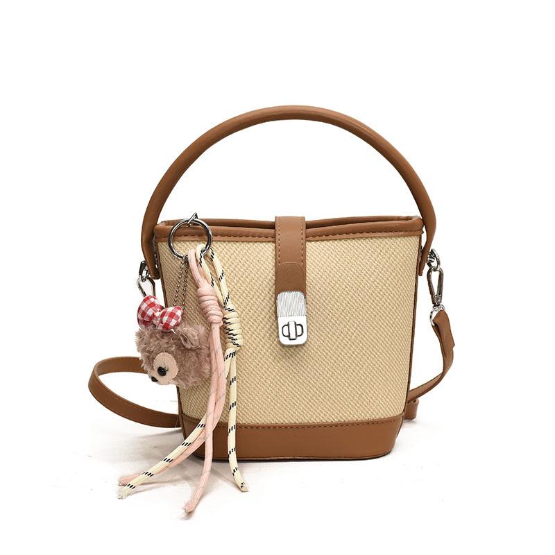 

Весна 2025 Корейская Мода Цветной Блок Сумка-Ведро - Повседневная, Универсальная Сумка Через Плечо для Женщин Without Pendant