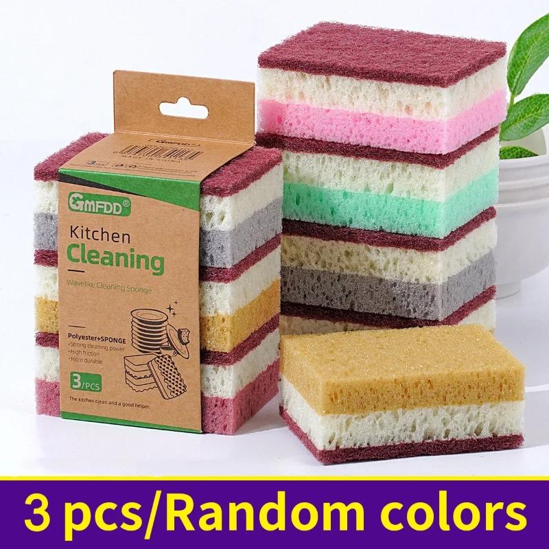 

3-10PCS Kitchen Dishwashing Sponge Multi-functional High Density Clean Rub Pot Rust Scouring Bathroom Cleaning Tools Household