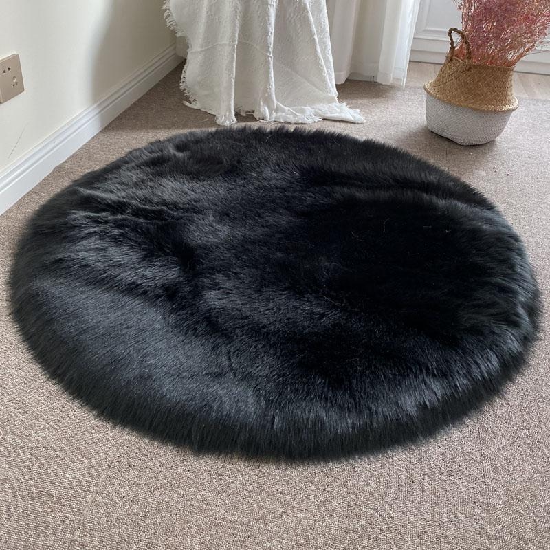 Round Carpet Shaggy Sheepskin Children'S Bedroom White Fur Rug Soft Thick Living Room Sofa Area Rug Artificial Wool Carpet Decor