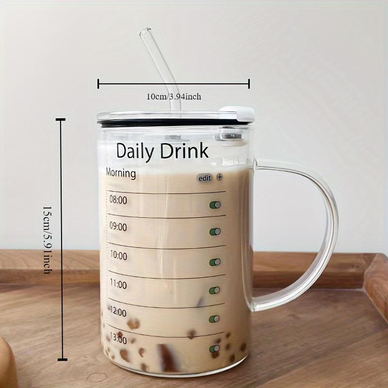 1 st 1L Högt Borosilikatglas Mugg med Lock och Sugrör Stor Kapacitet Vattenkopp Iced Coffee Muggar Dricksglas Dryckesvaror Gåvor