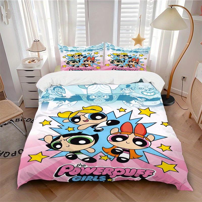 3er Set Coole Powerpuff Girls Bettwäsche - Enthält 1 Bettbezug und 2 Kissenbezüge, Bequeme Bettwäsche mit Stilvollem Design für Schlafzimmer, Machi
