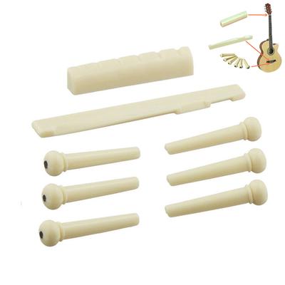 Set New Professional Light Easy To Install Bridge Pins & Nut & Saddle Acoustic Guitar Parts Plastic