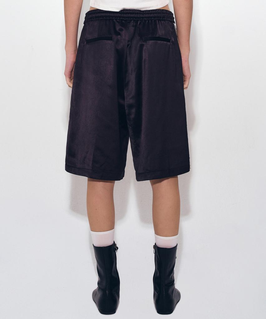 Nigaennikol Dot Double Line Satin Half Pants_Black