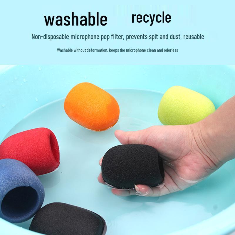 Colored U-shaped KTV Washable Mic Sponge Cover - Thickened, Windproof, Non-disposable Pop Filter