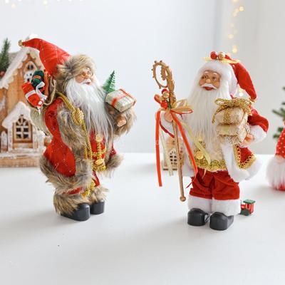 Christmas Santa Claus Figurine Desktop Ornament for Festival Office Indoor Santa Stuffed Toy Holiday Window Display Ornament