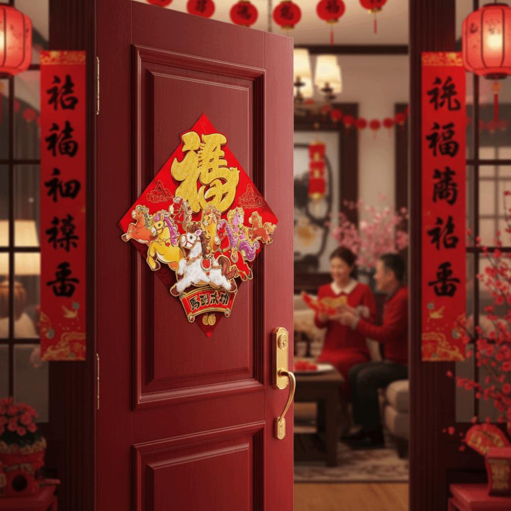 Chinese Style New Year Wall Sticker Traditional Fu Character Sticker 3D Fu Character  New Year