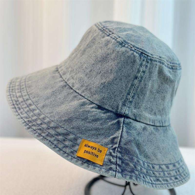 Trendy dámský kovbojský klobouk s praným povrchem | Sluneční clona a opalovací krém, korejská edice | Všestranný sluneční klobouk zakrývající obličej, malý rybářský klobouk