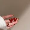 Orecchini pendenti geometrici a forma di cuore di fragola rossi: Elegante Gioielli Aghi d'Argento Retrò