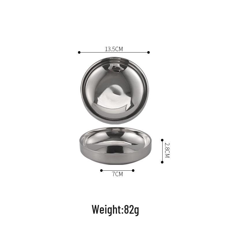 Korean-Style Double Layer Gold Kimchi Dish - Stainless Steel Small Bowl for BBQ, Dipping Sauce, Seasoning.