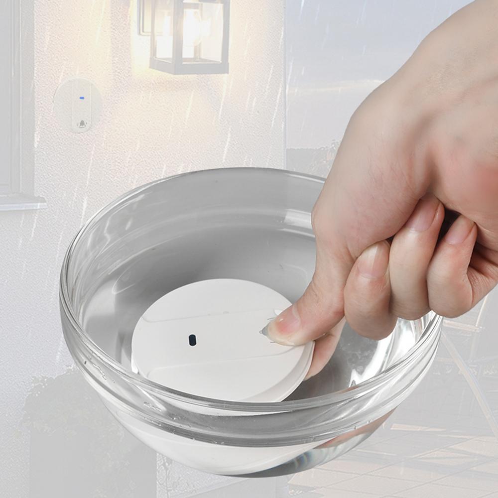 2 Receiver Wireless Doorbell with 180 Range Adjustable Volume IP68 Waterproof 58 Melodies White
