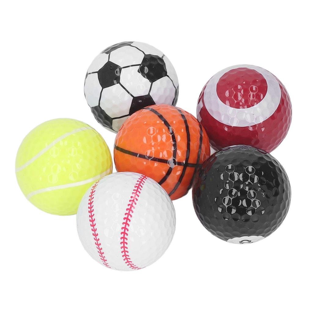 6pcs Golf Sports Training Balls Colorful Golf Practice Ball Gifts Set Various Balls Elements Novelty Golf Ball for Golf