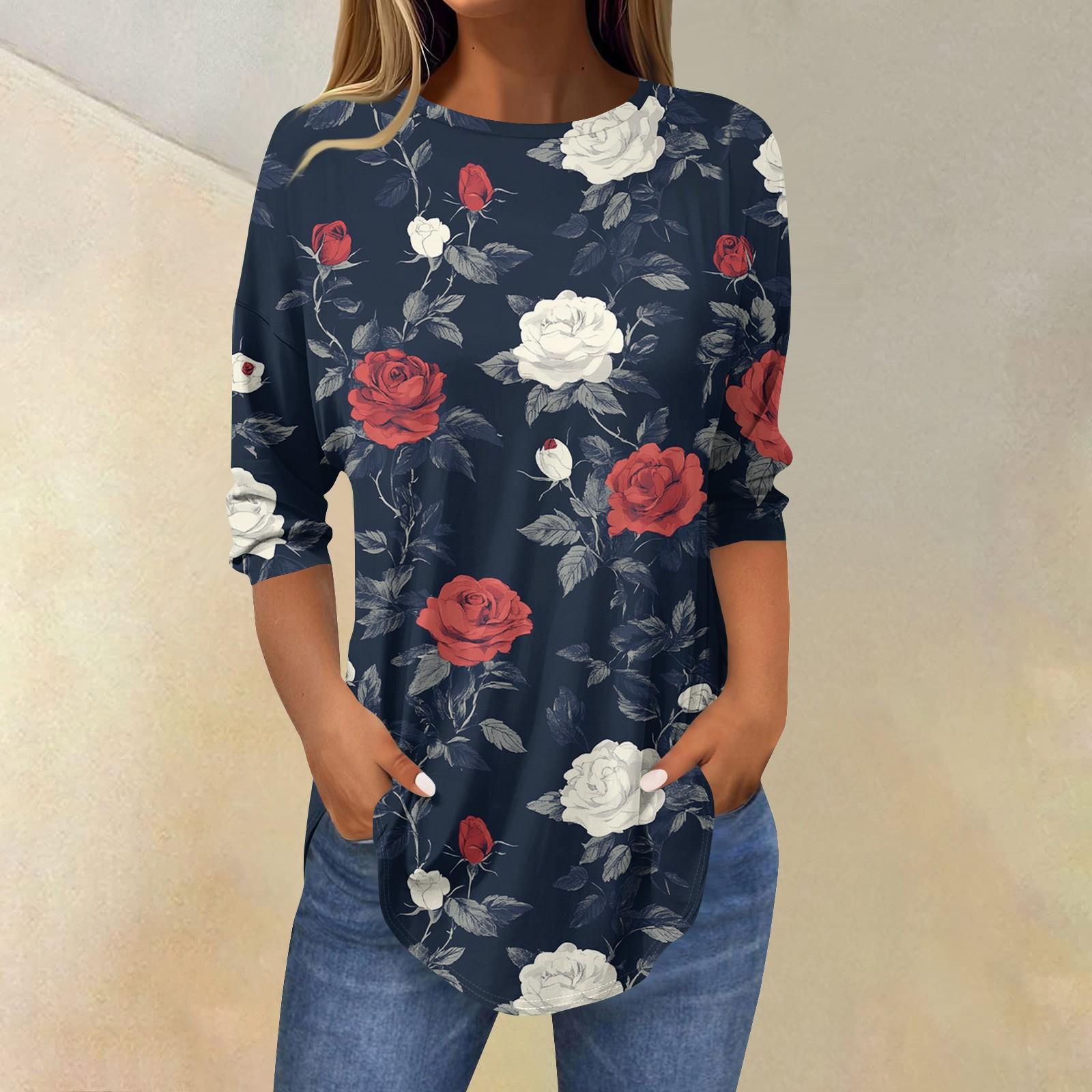 

Женские футболки с рукавами 3/4, однотонные пуловеры, летние весенние топы, блузки XXL тёмно-синий