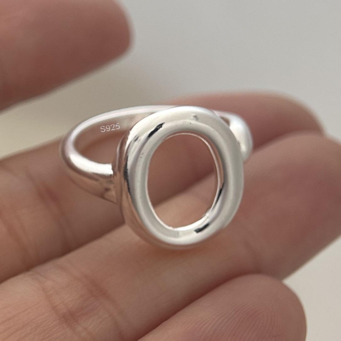 

925 Sterling Silver Rings for Women Couple Minimalist Handmade Simple Circle Hollow Ring Party Jewelry Gift Prevent Allergy resizable