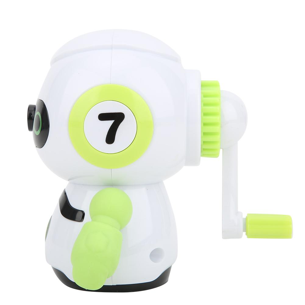 Manual Pencil Sharpener Green Robot Shape ABS Plastic Stationery School Supplies
