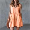 Women Sleeveless Round Neck Button Front Loose Fit Casual Summer Dress Soft Lightweight Fabric Flowy Design
