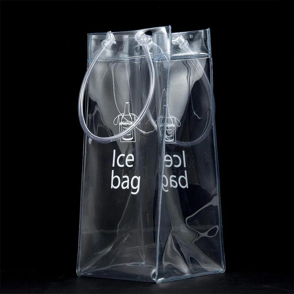 Clear PVC Ice Bag Leakproof Portable Wine Cooler Bag for Champagne and Cold Drinks 1Pcs Pack 780₽