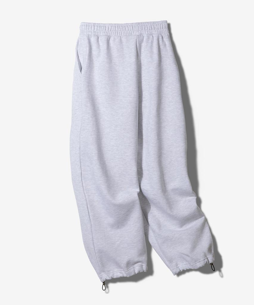 Paensyo Symbol One Tuck String Heavy Fleece-Lined Pants - White Melange