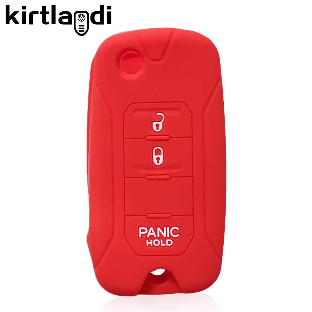 Key Holder Silicone Key Case Cover for Jeep Renegade Compass 2016 2019 2020 2021 2/3/4 Button Remote Fob Protection Flip Folding