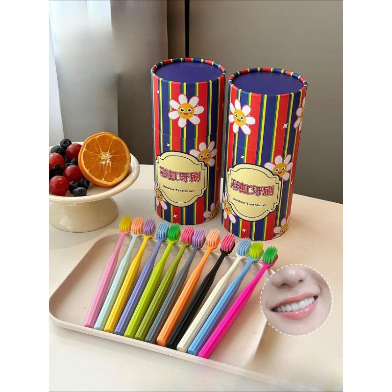 Rainbow Toothbrush 12-bucket Dopamine Household Adult Soft-bristled Cleaning Toothbrush