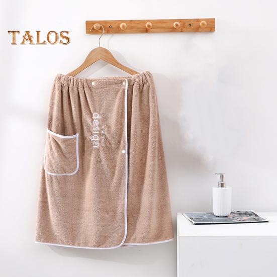Toalla de baño para hombre con bolsillo, forro polar coral, absorción rápida, cintura ajustable, cierre de botón, toalla envolvente, falda, toallas de sauna, bata envolvente para hombre, para gimnasio, spa, playa