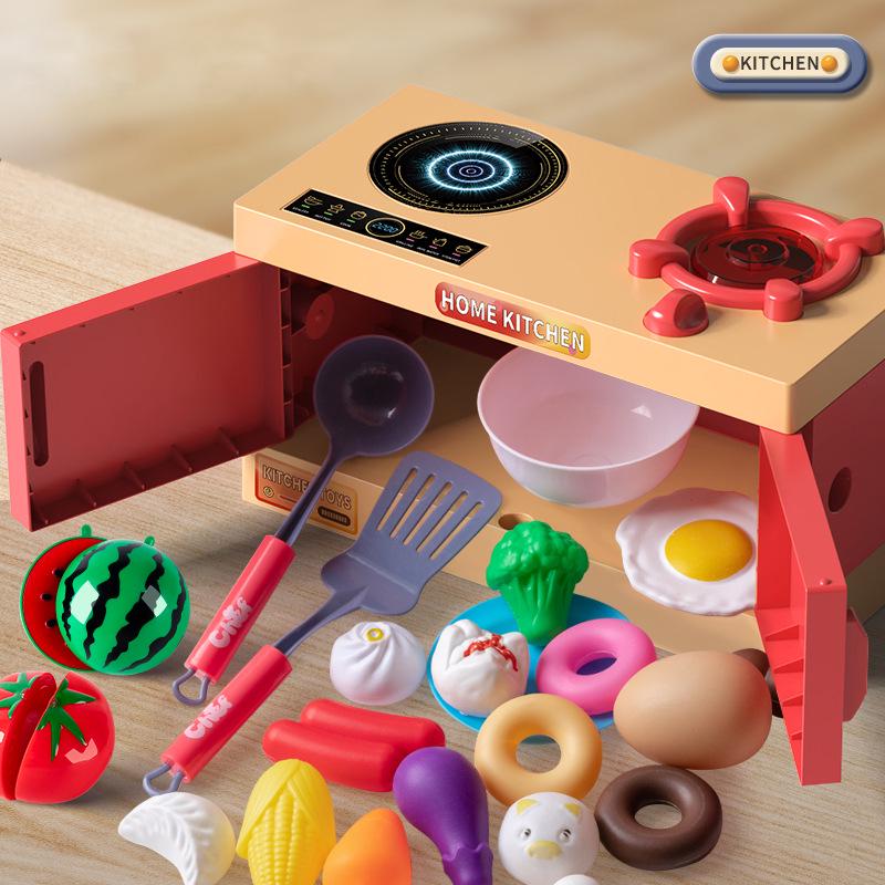 Children's Pretend Kitchen Set: Cutting Veggies, Cooking, Rice, and Fruit for Boys & Girls - Simulation Utensils Included