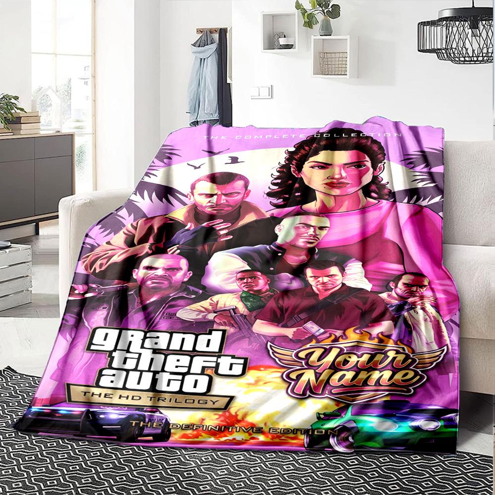Grand Theft Auto Personalized Name Blanket Lightweight Personalized Blanket Soft & Cozy Versatile for Living Room Office Chair Picnics Sofa