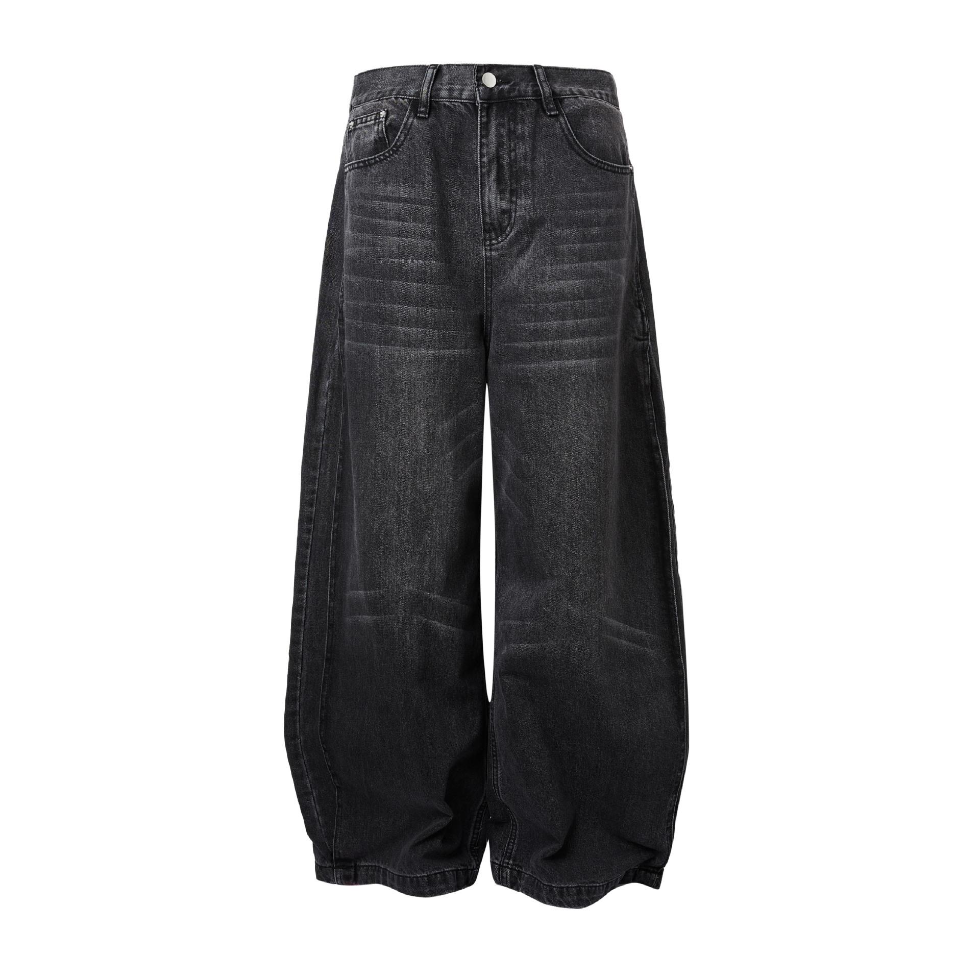 

Джинсы унисекс в стиле ретро, мешковатые, с эффектом потертости, широкие штанины L чёрный