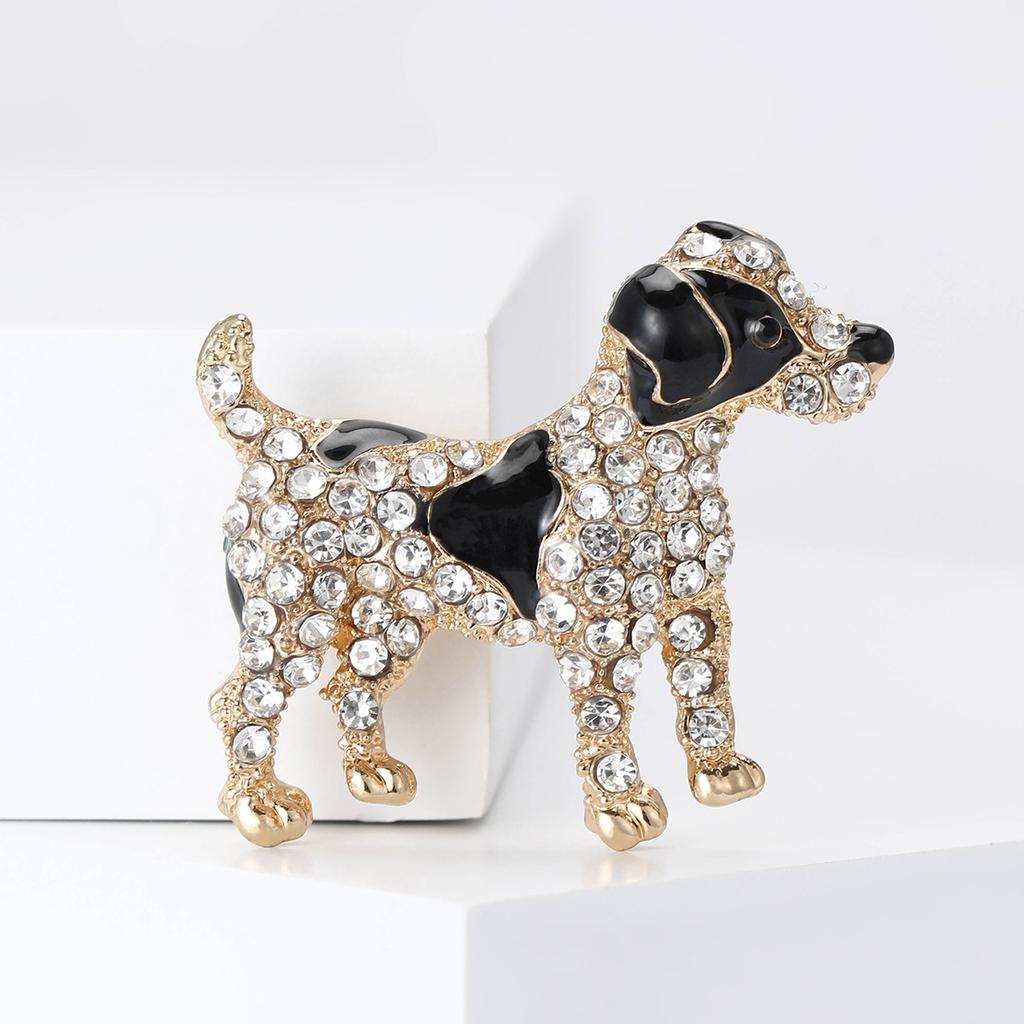 Enamel Spot Dog Badge Women Rhinestone Dog Pets Animal Party Brooch Pins Gifts