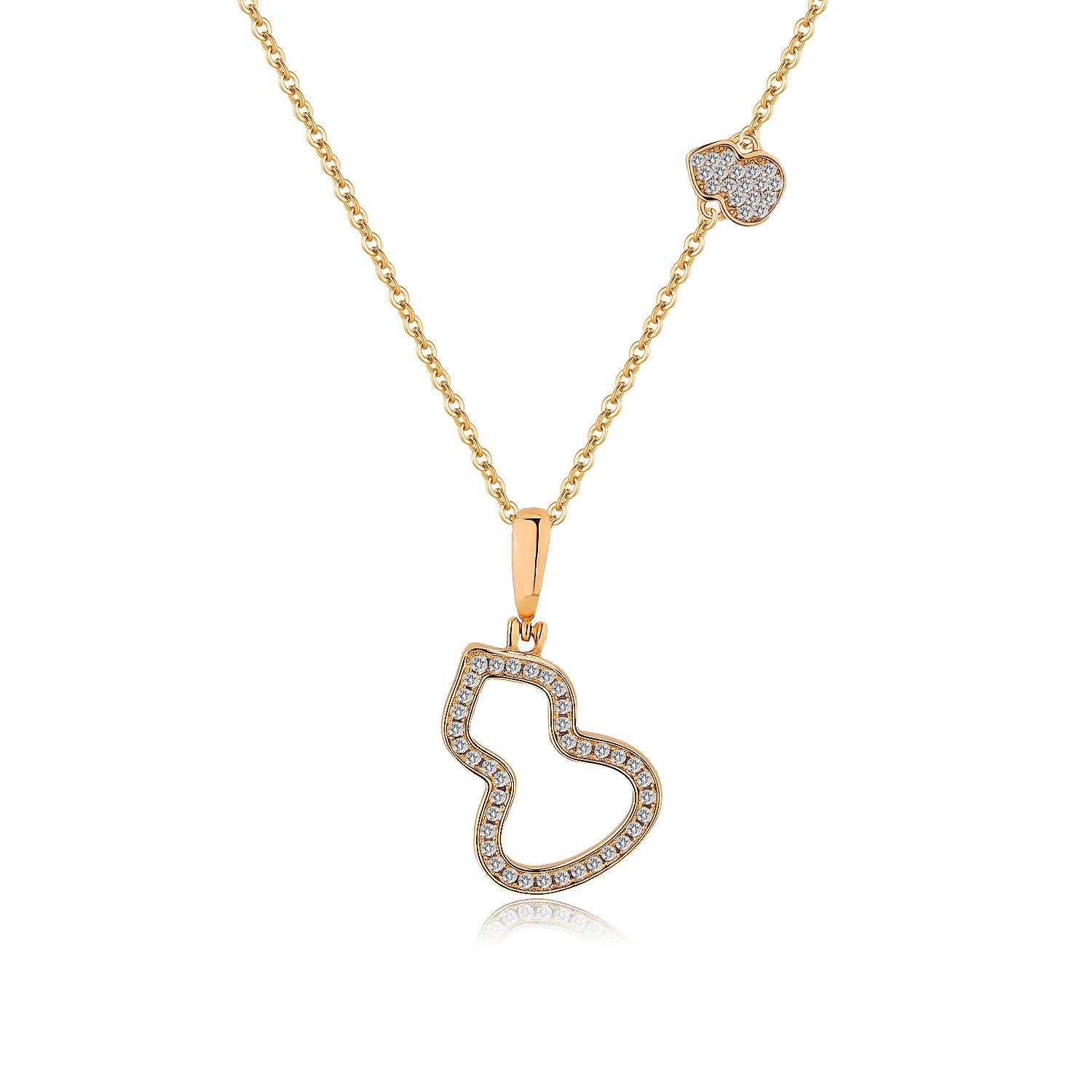 New Zircon Red Gourd Necklace for Women Colorfast and Luxurious with Carnelian Plating