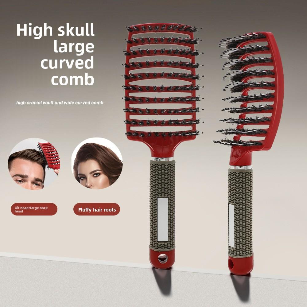 1pcs Detangling Curved Vented Boar Bristle Hair Brush Scalp Massage Comb Hollow Out Anti-static for Wet Curly Hair Salon