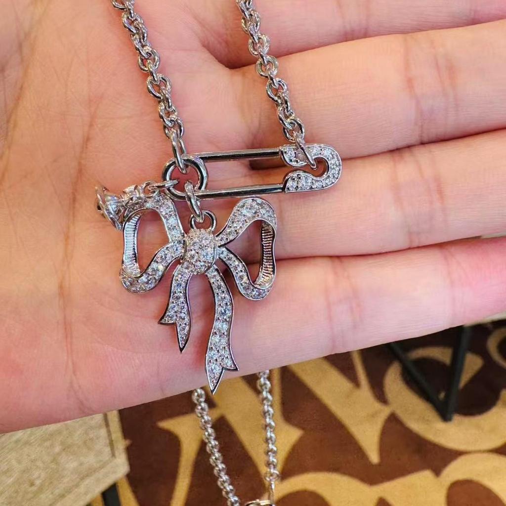 Unisex Retro Westwood Stone Cross Clavicle Necklace