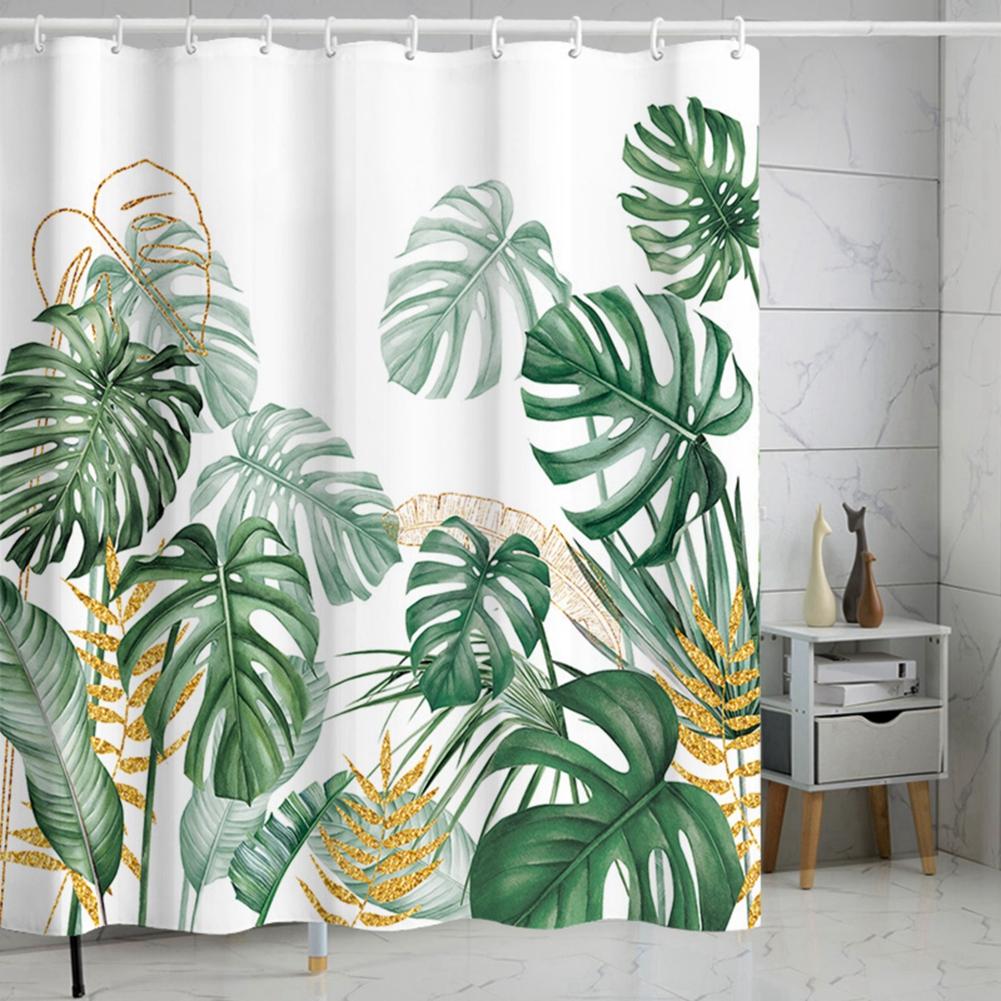 

Tropical Jungle Leaf Printed Polyester Shower Curtain 183*183cm